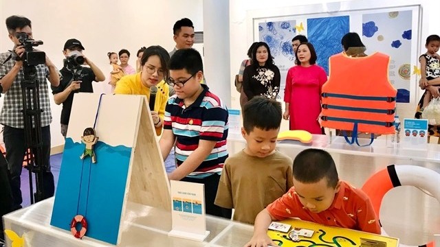 First-ever art exhibition on preventing child drowning opens in Hanoi