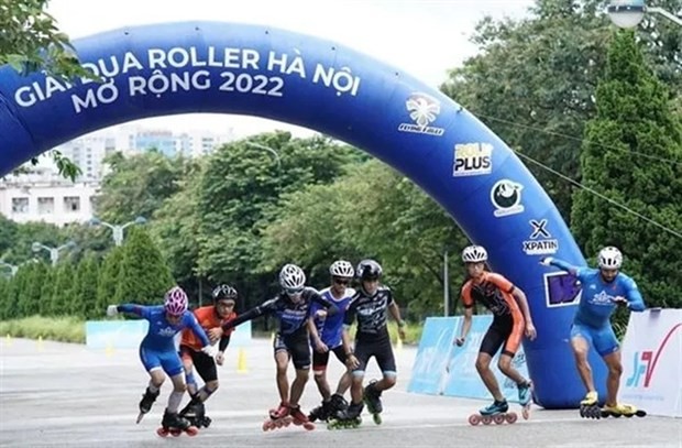 More than 500 athletes, including local and international ones, will take part in the 2022 Roller Sports Hanoi Open on August 21 at the My Dinh National Stadium. (Photo: vanhoa.vn)
