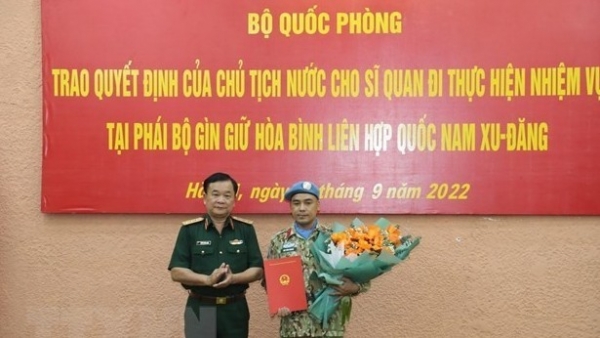 Vietnamese officer joins UN peacekeeping mission in South Sudan