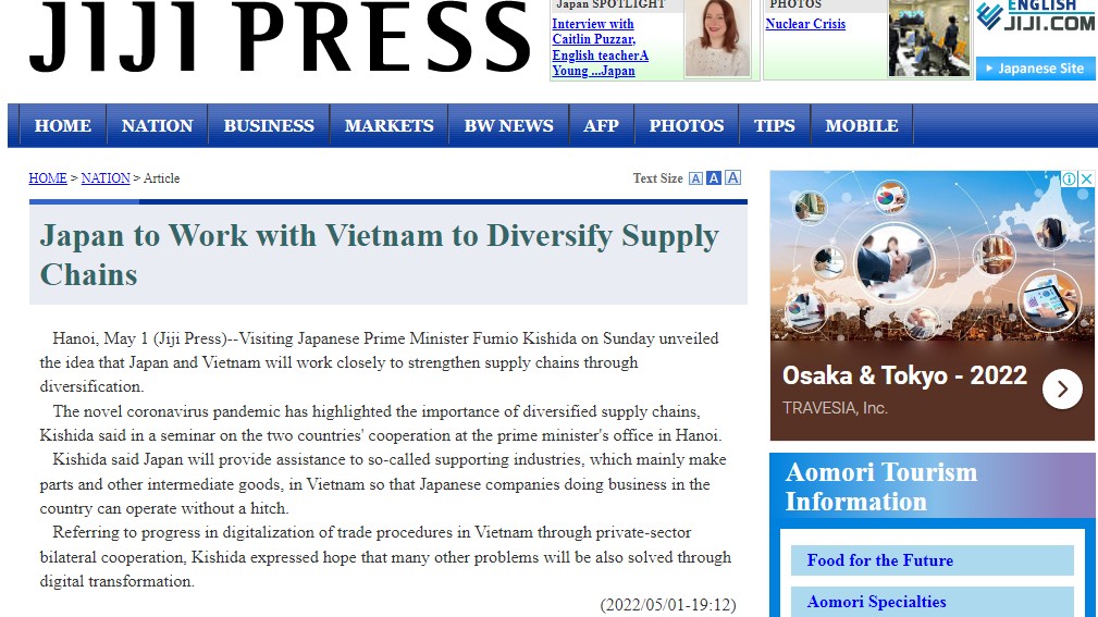 Japanese media spotlight Prime Minister Kishida Fumio’s Vietnam visit