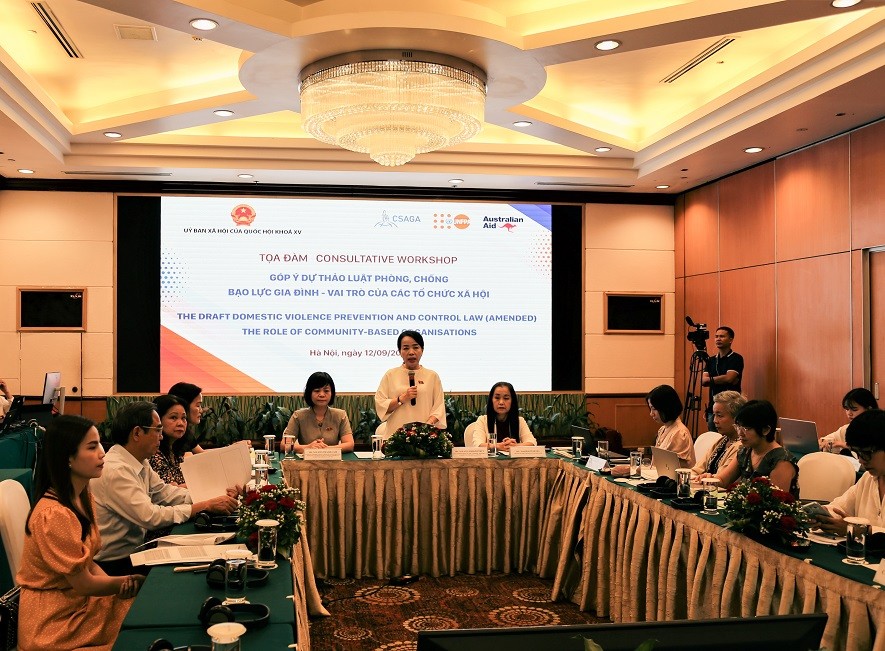 Hội nghị tham vấn chuyên gia góp ý dự thảo Luật Phòng, chống bạo lực gia đình (sửa đổi) với sự hỗ trợ kỹ thuật của Quỹ dân số Liên hợp quốc tại Việt Nam (UNFPA) và hỗ trợ tài chính từ Chính phủ Australia.
