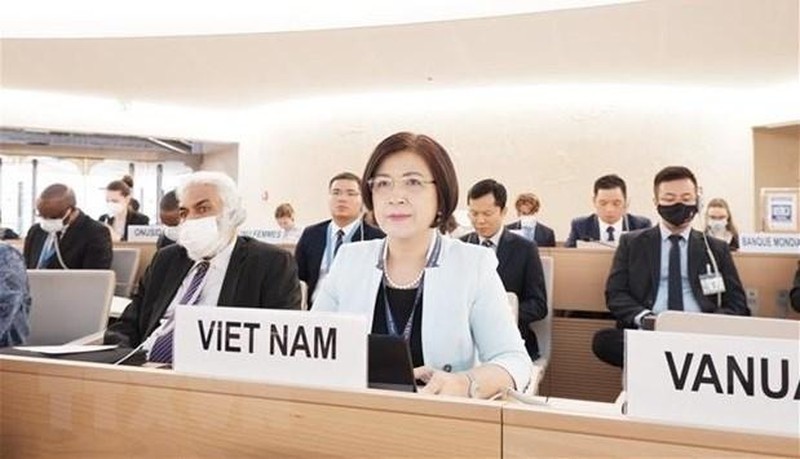 Ambassador Le Thi Tuyet Mai, head of the Permanent Mission of Vietnam to the United Nations (UN), WTO and other international organisations in Geneva, attends the 51st session of the United Nations Human Rights Council. (Photo: VNA)