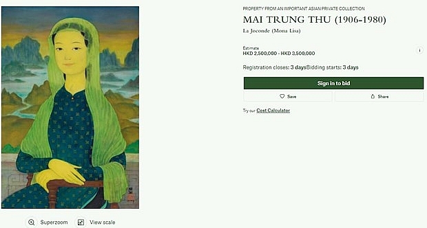 Portrait by late Vietnamese painter to be auctioned in Hong Kong