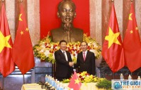 president receives lao people with contributions to vietnam revolution