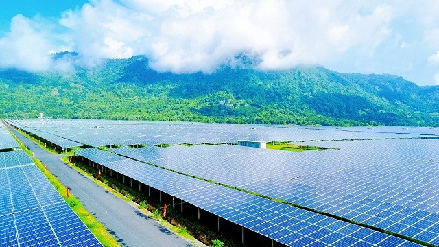 An Hao Solar Power Plant is located at the foot of Cam Mountain