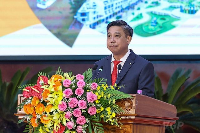 Chủ tịch UBND tỉnh Hậu Giang Đồng Văn Thanh phát biểu tại Hội nghị - Ảnh: VGP/Nhật Bắc