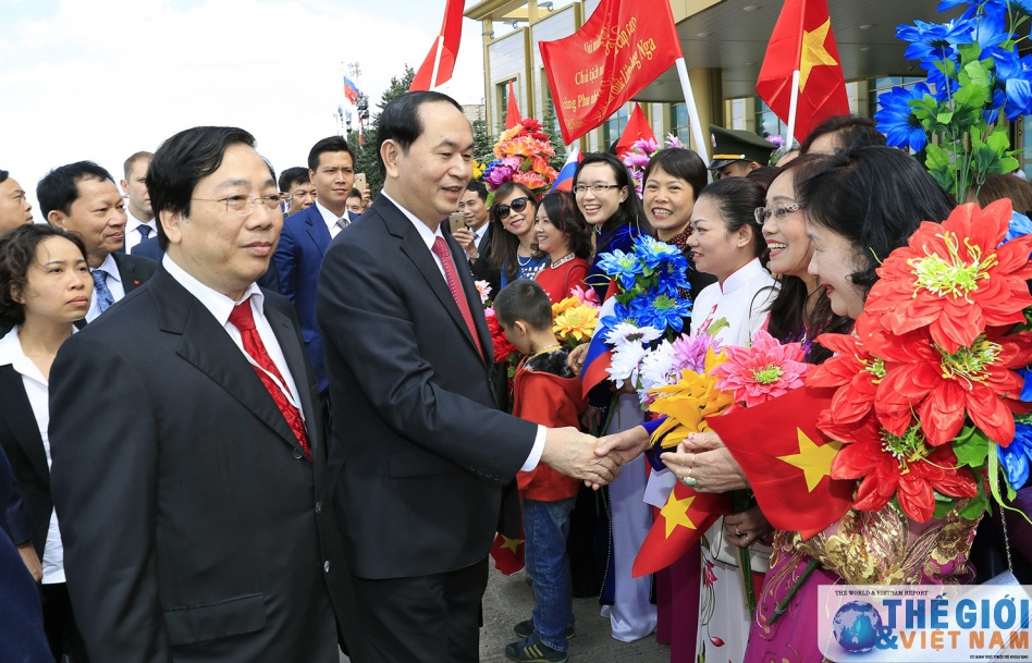 President Tran Dai Quang arrives in Moscow, starting official visit to Russian Federation
